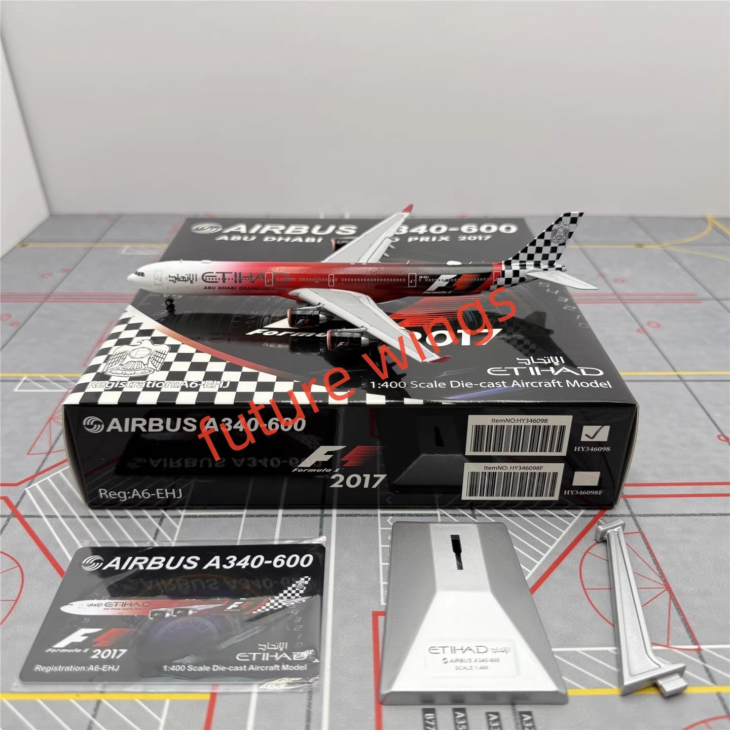 1:400 YY Wings Etihad Airways A340-600 A6-EHJ Aircraft Model+Free Tractor