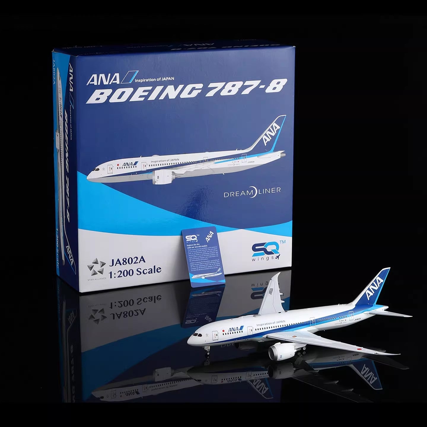 1:200 SQ Wings ANA B787-8 JA801A JA802A  Diecast Aircraft Model