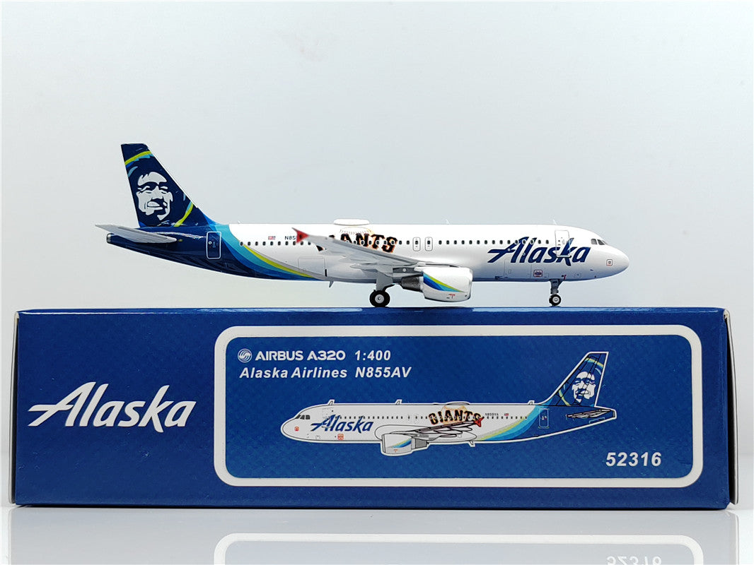 1:400 PandaModel Alaska Airlines Airbius A320 N855VA+Free Tractor