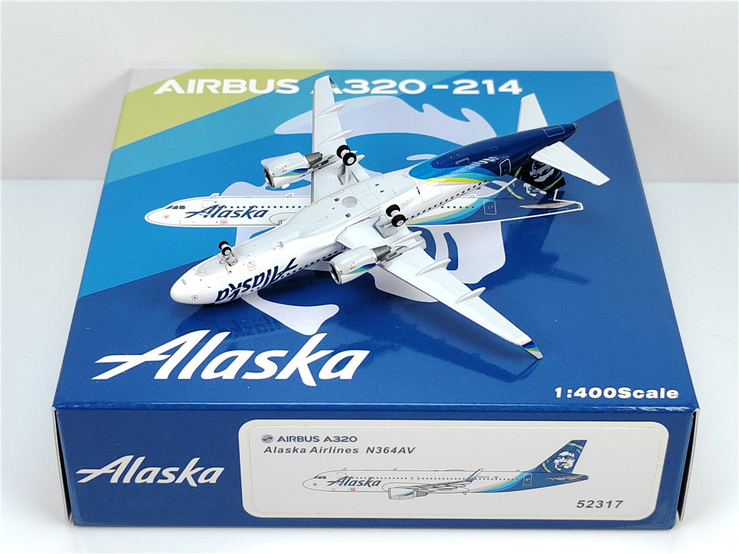 1:400 PandaModel Alaska Airlines Airbius A320 N364VA+Free Tractor
