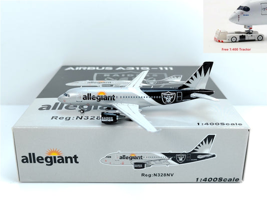 1:400 PandaModel Allegiant Airlines Airbius A319 N328NV +Free Tractor
