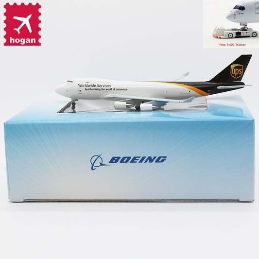 1:400 Hogan Wings UPS Cargo Boeing 747-400 Diecast Model+Free Tractor