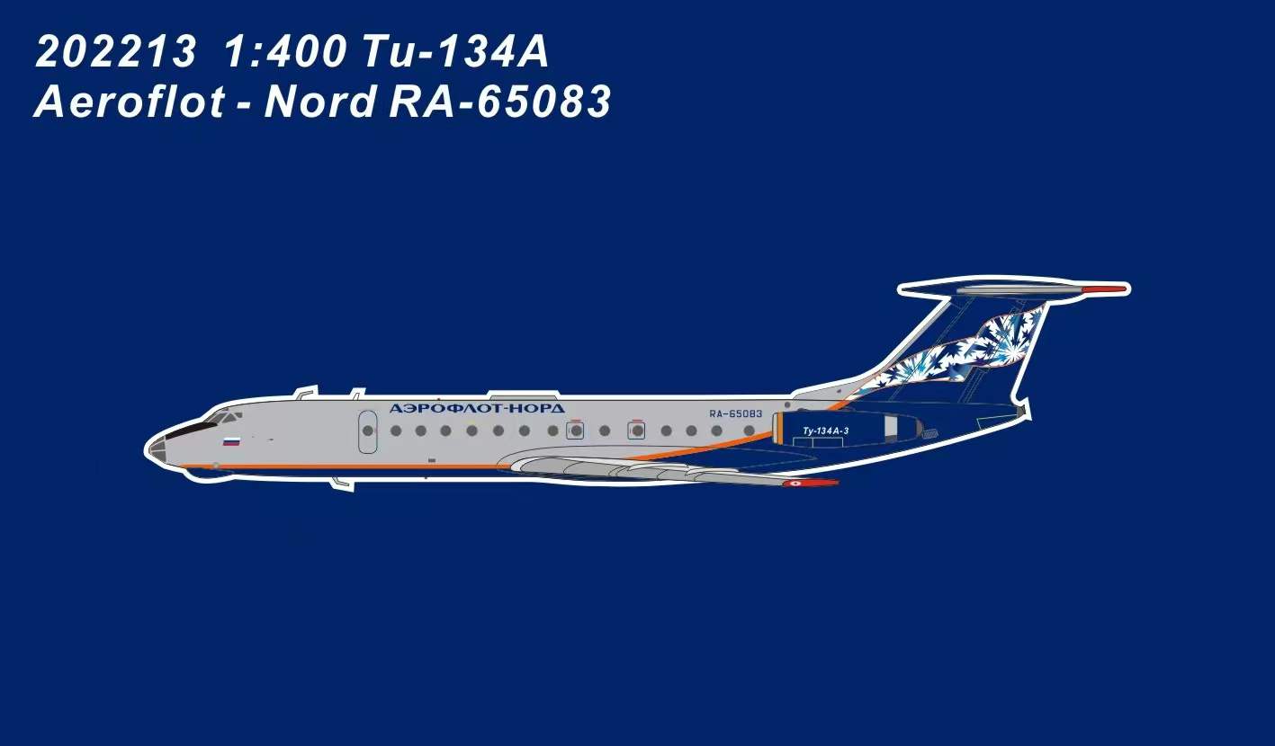 1:400 PandaModel 202213 Aeroflot-Nord TU-134 RA-65083+Free Tractor