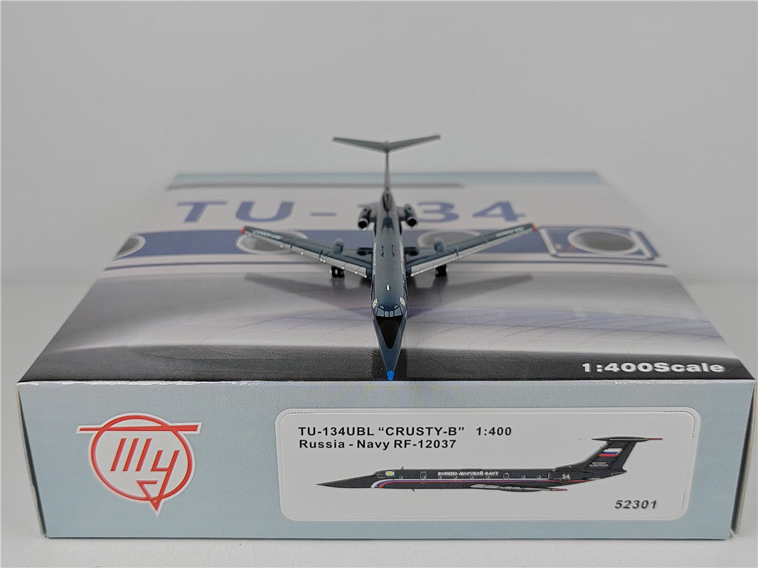 1:400 PandaModel Russian Navy Tupolev TU-134UBL RF-12037 +Free Tractor
