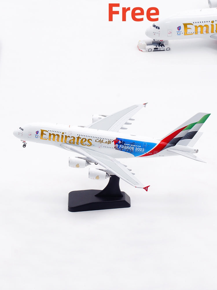 1:400 Aviation400 Emirates Airways A380 A6-EOE Aircraft Model Free Tractor+Stand