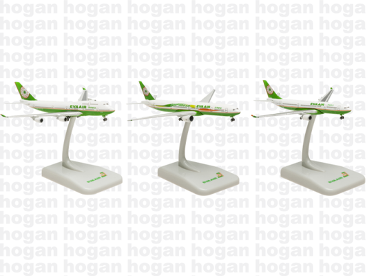 1:1000 Hogan Wings EVA Air A330-200 B747-400 B777-300ER 3IN1 Diecast Aircraft Models Set