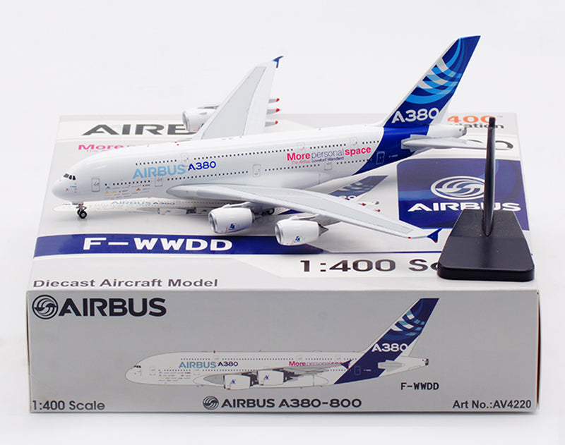 1:400 Aviation400 AV4220 Airbus A380 F-WWDD "More Personal Space" Aircraft Model Free Tractor+Stand