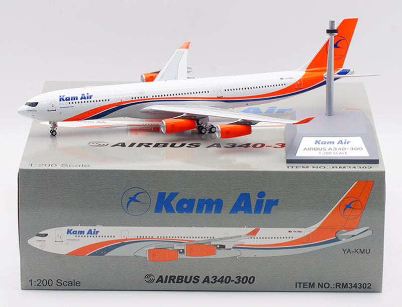 1:200 Retro Models Kam Air A340-300 YA-KMU Diecast Aircraft Model