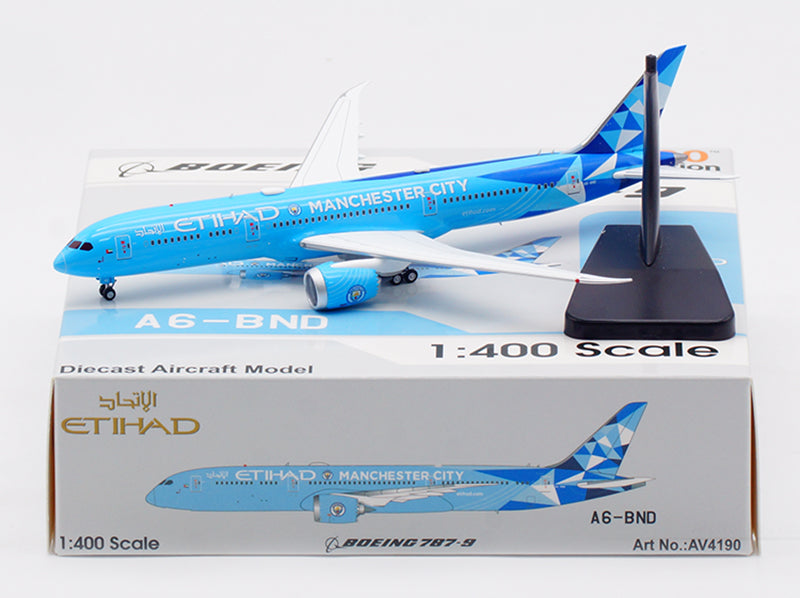 1:400 Aviation400 Ethaid Airways A6-BND "Manchester City" Aircraft Model Free Tractor+Stand