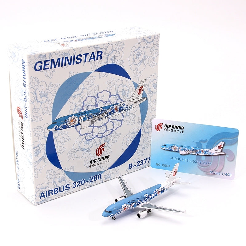 1:400 Geministar Air China A320-200 B-2376 B-2377 "Peony Livery" Aircraft Model+Free Tractor