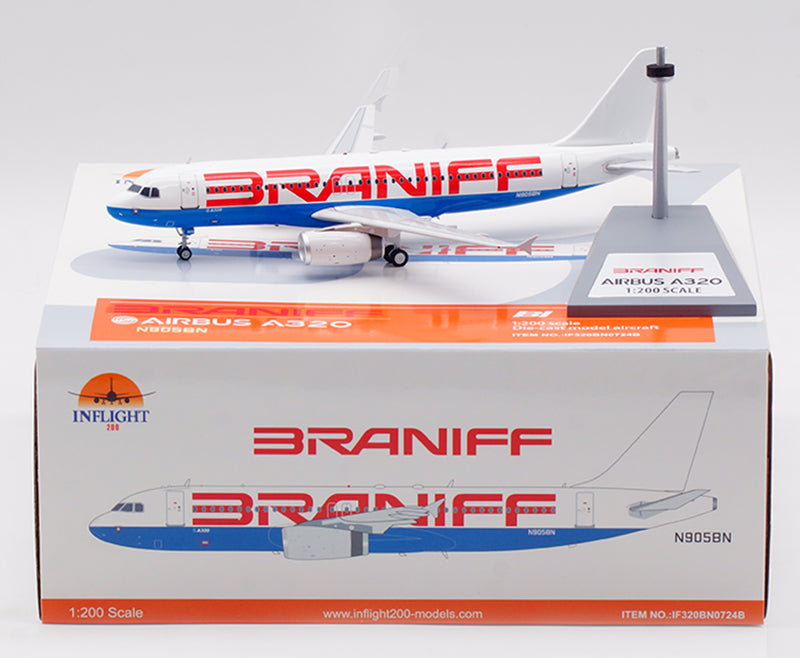 1:200 InFlight200 Braniff International Airways A320 N905BN Aircraft Model With Stand