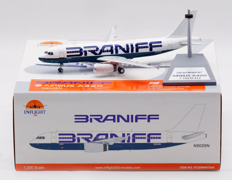 1:200 InFlight200 Braniff International Airways A320 N902BN Aircraft Model With Stand