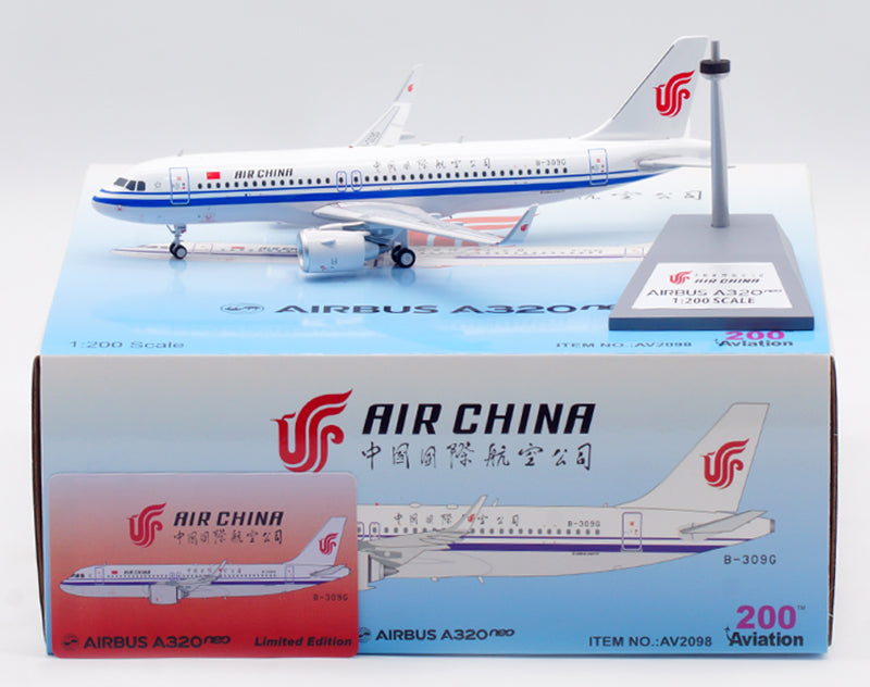 1:200 Aviation200 Air China A320NEO B-309G Aircraft Model With Stand