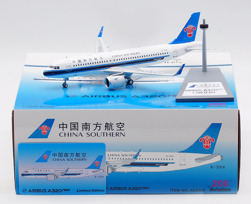 1:200 Aviation200 China Southern Airlines A320NEO B-301A Aircraft Model With Stand