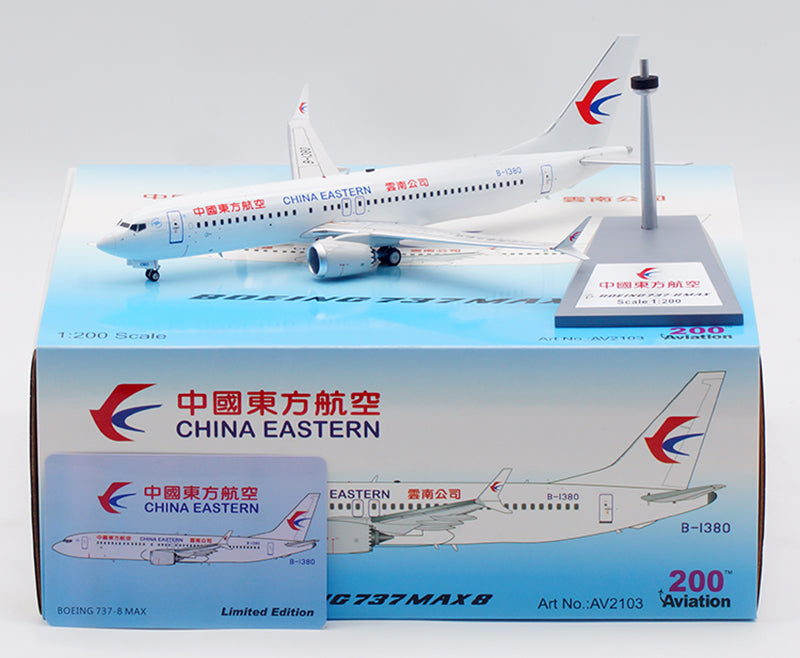 1:200 Aviation200 China Eastern B737-8MAX B-1380 Aircraft Model With Stand