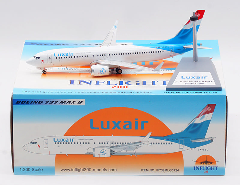 1:200 InFlight200 Luxair B737-8MAX LX-LBL Aircraft Model With Stand