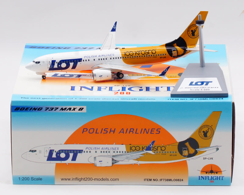 1:200 InFlight200 LOT B737-8MAX SP-LVK Aircraft Model With Stand