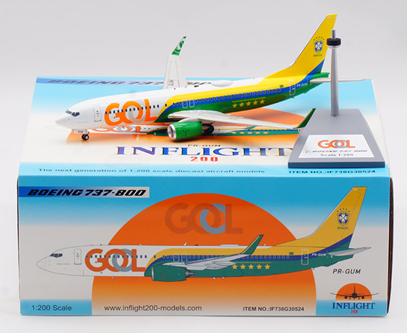 1:200 InFlight200 GOL B737-800 PR-GUM Aircraft Model With Stand