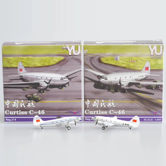 1:400 Yu Model CAAC Curtiss C-46 202 214 (ShangHai&GuangZhou) Aircarft Model+Free Tractor