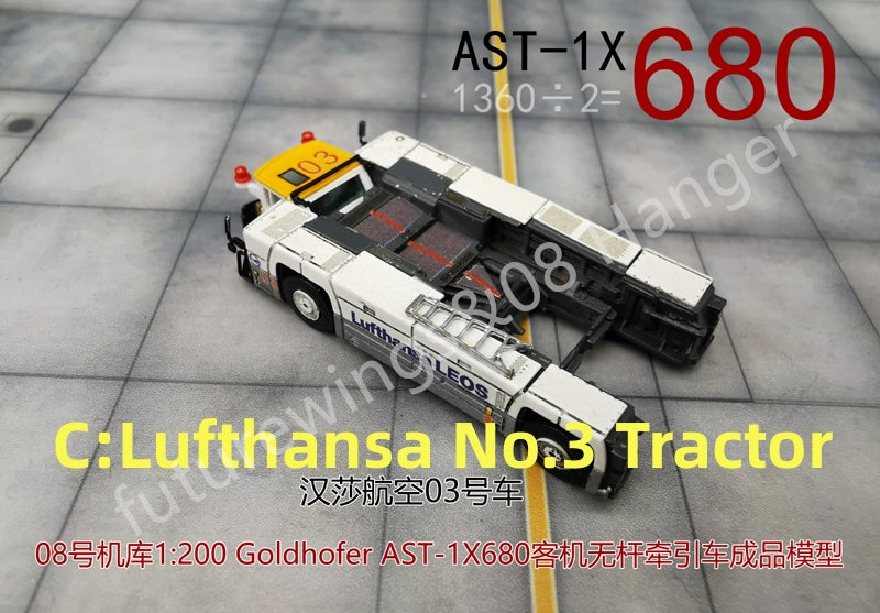 1:200 08 Hanger Diecast Airport GSE Goldhofer AST-1X680 (4X4) Tractor