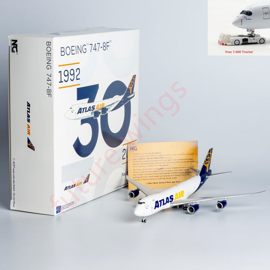 1:400 NG Models NG78022 Atlas Air Boeing 747-8F N861GT Aircraft Model+Free Tractor