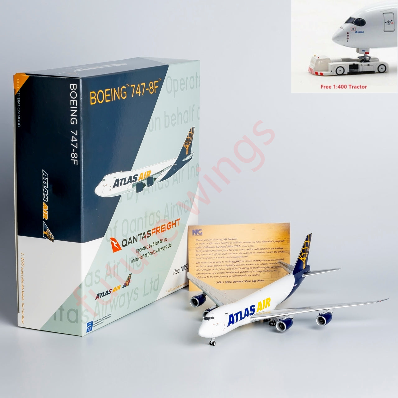 1:400 NG Models NG78020 Atlas Air Boeing 747-8F N850GT Aircraft Model+Free Tractor