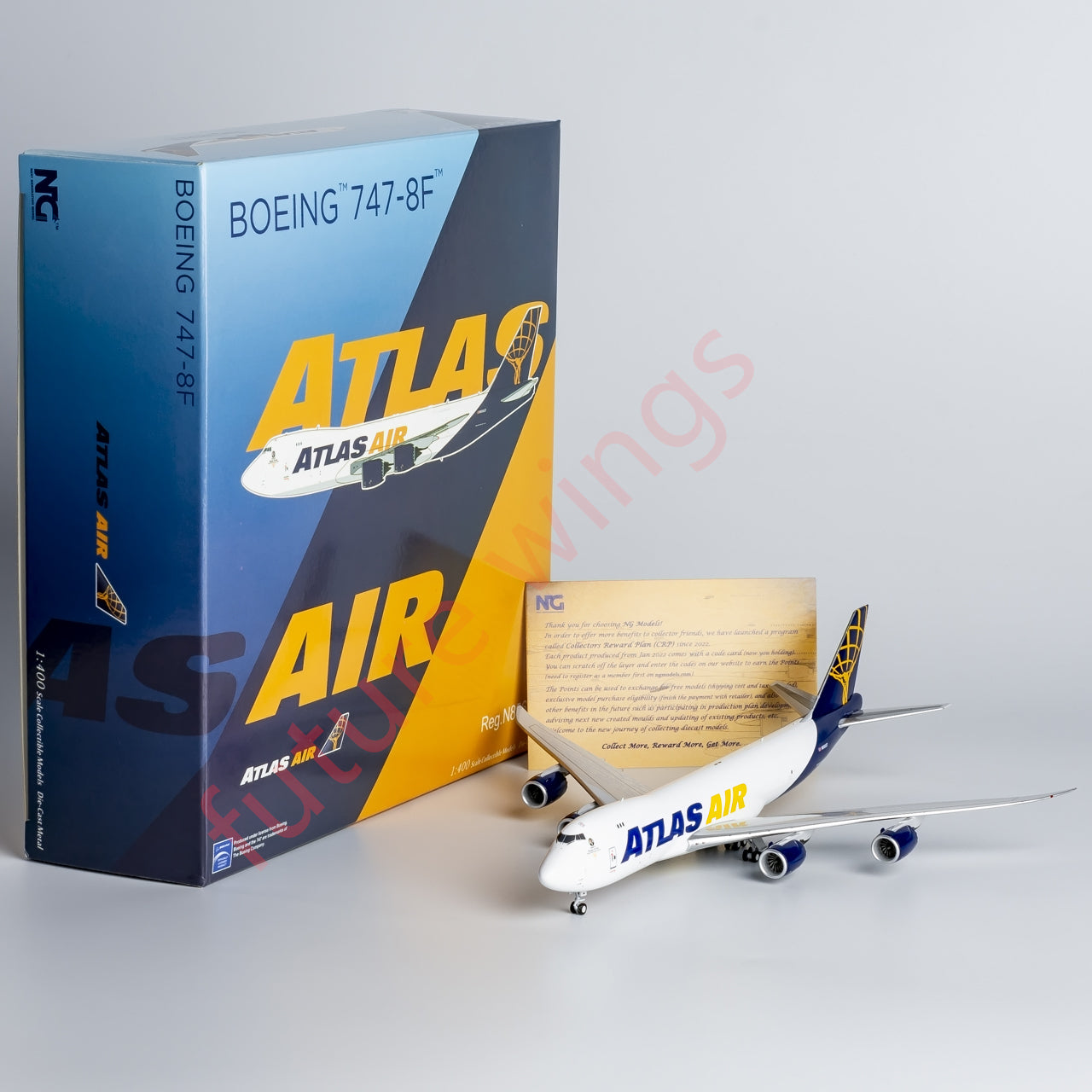 1:400 NG Models NG78019 Atlas Air Boeing 747-8F N856GT Aircraft Model+Free Tractor