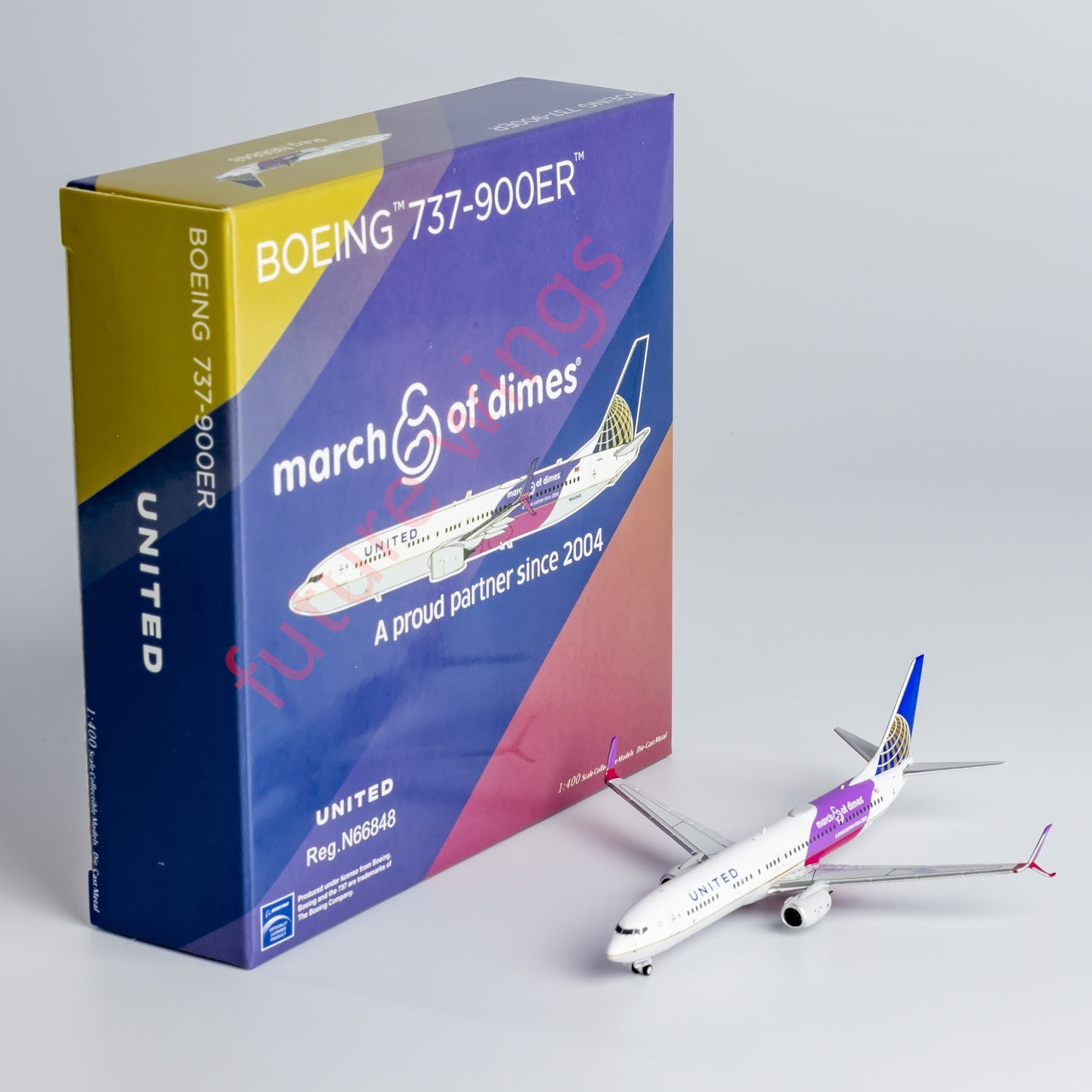 1:400 NG Models NG79013 United Airlines Boeing 737-900ER N66848 Aircraft Model+Free Tractor