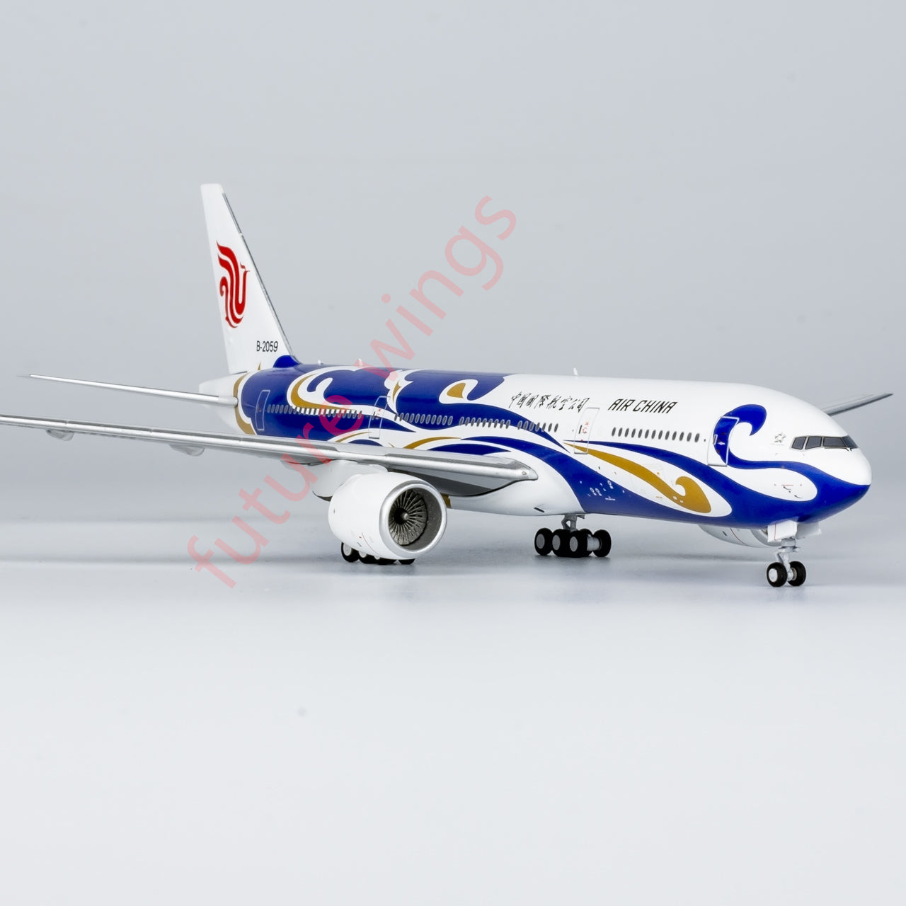 1:400 NG Models NG72058 Air China Boeing 777-200 B-2059 “Blue Phoenix”Aircraft Model+Free Tractor