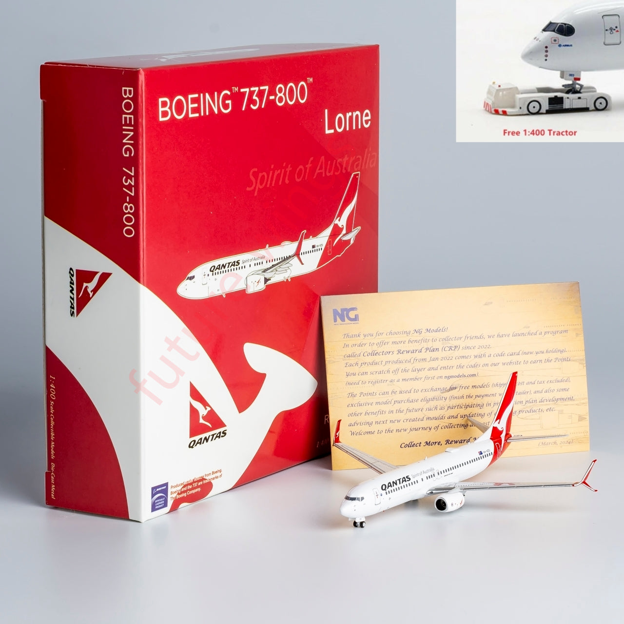 1:400 NG Models NG58236 Qantas Airways Boeing 737-800 VH-VZU Aircraft Model+Free Tractor