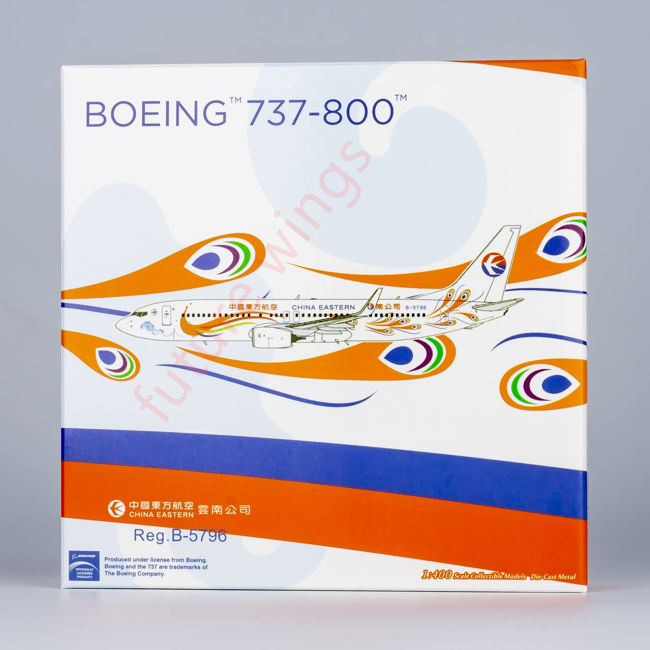 1:400 NG Models NG58230 China Eastern Airlines Boeing 737-800 B-5796 “Peacock” Aircraft Model+Free Tractor