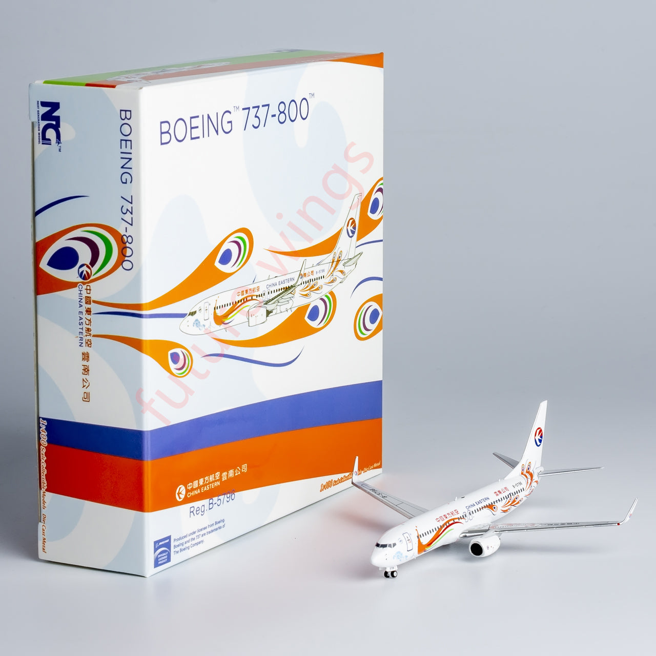 1:400 NG Models NG58230 China Eastern Airlines Boeing 737-800 B-5796 “Peacock” Aircraft Model+Free Tractor