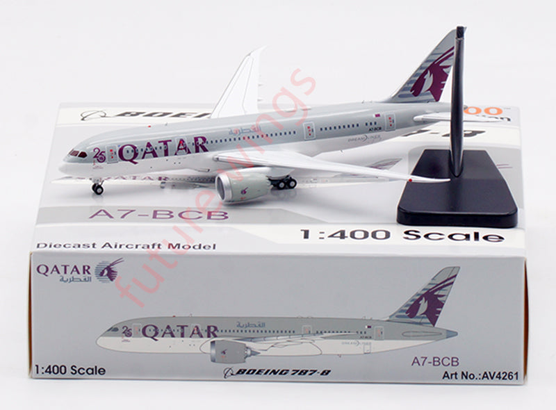 1:400 Aviation400 Qatar Airways B787-8 A7-BCB Aircraft Model Free Tractor+Stand
