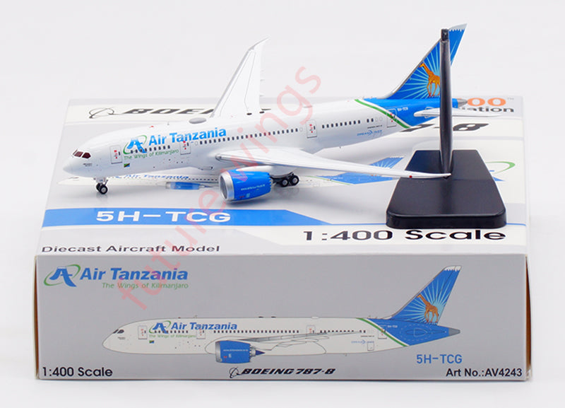 1:400 Aviation400 Air Tanzania B787-8 5H-TCG Aircraft Model Free Tractor+Stand