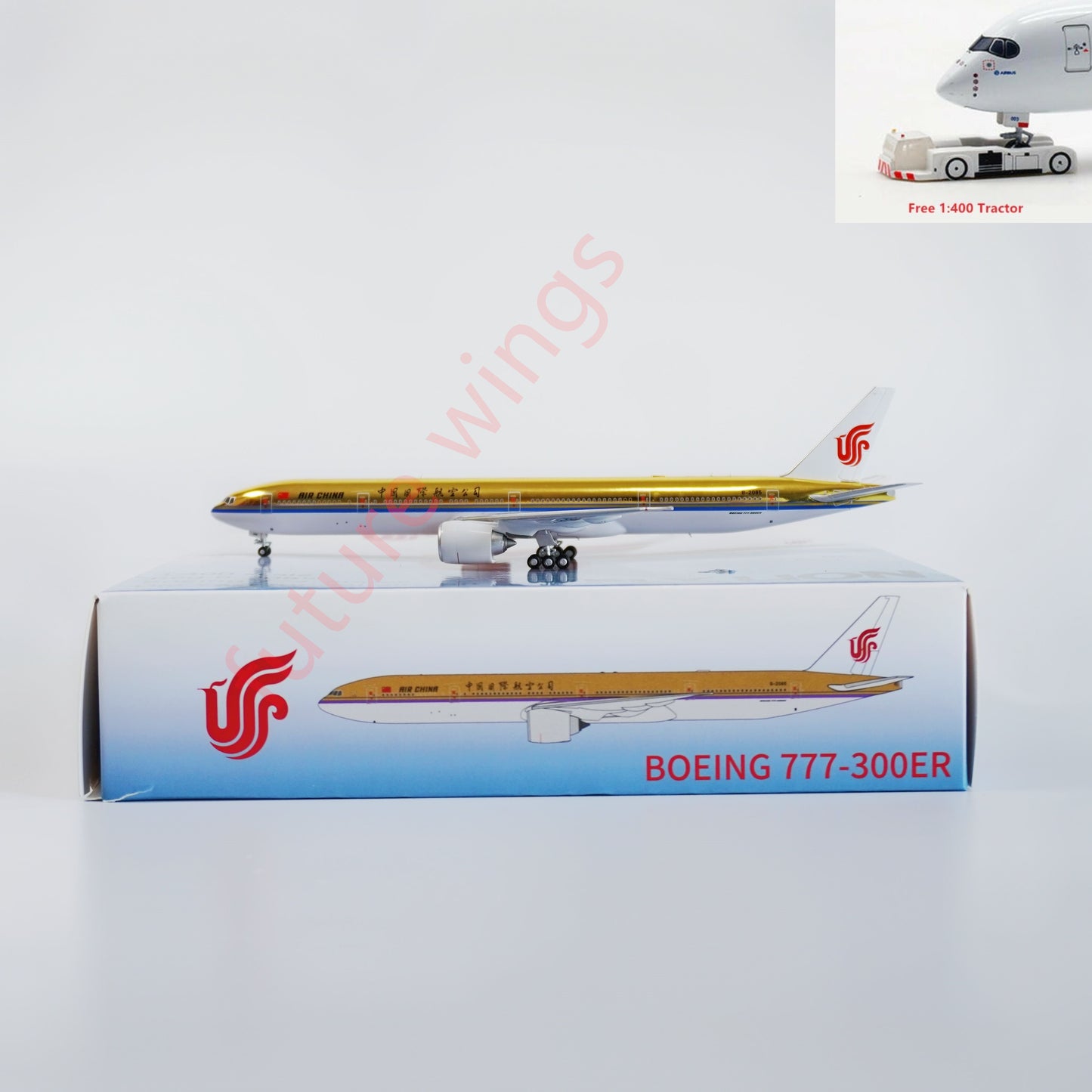 1:400 Air China B777-300ER B-2085  Gold Special Edition+Free Tractor