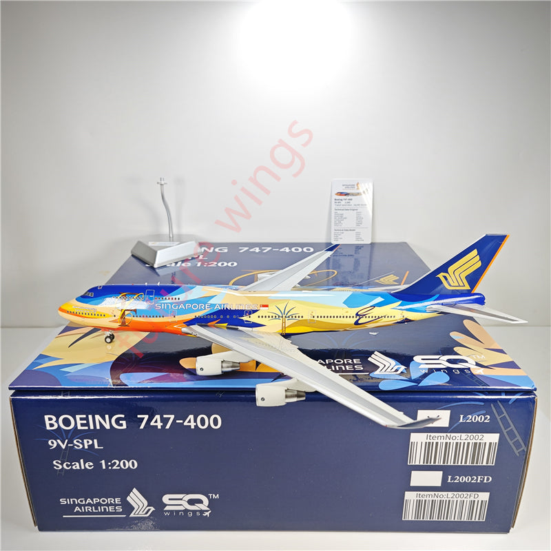 1:200 SQ Wings L2002 Singapore Airlines B747-400 9V-SPL Aircraft Model