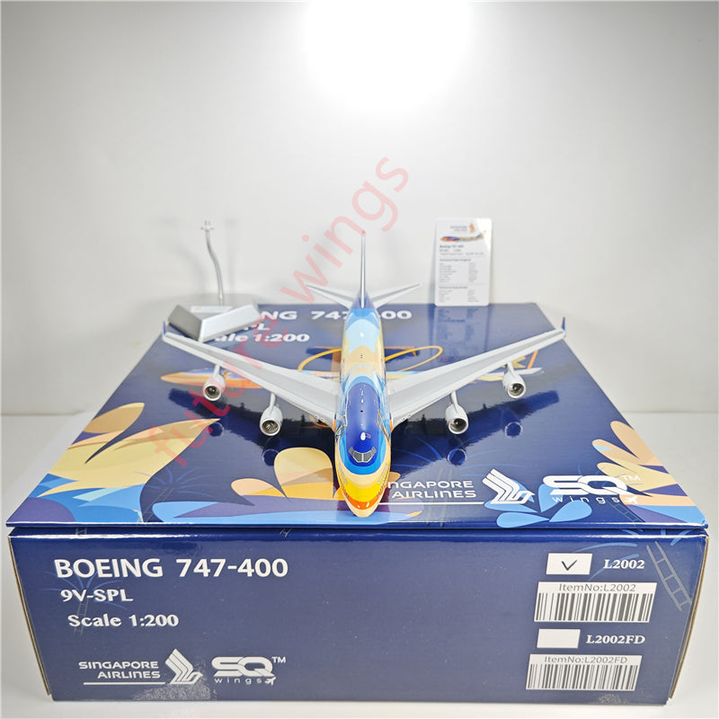 1:200 SQ Wings L2002 Singapore Airlines B747-400 9V-SPL Aircraft Model