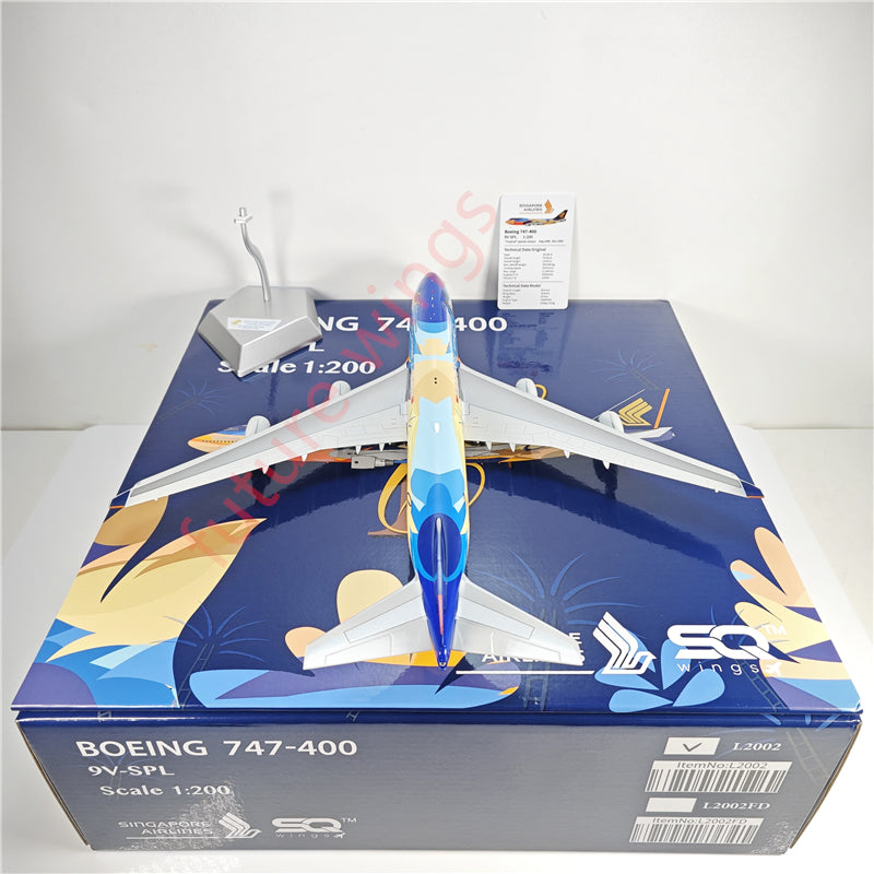 1:200 SQ Wings L2002 Singapore Airlines B747-400 9V-SPL Aircraft Model