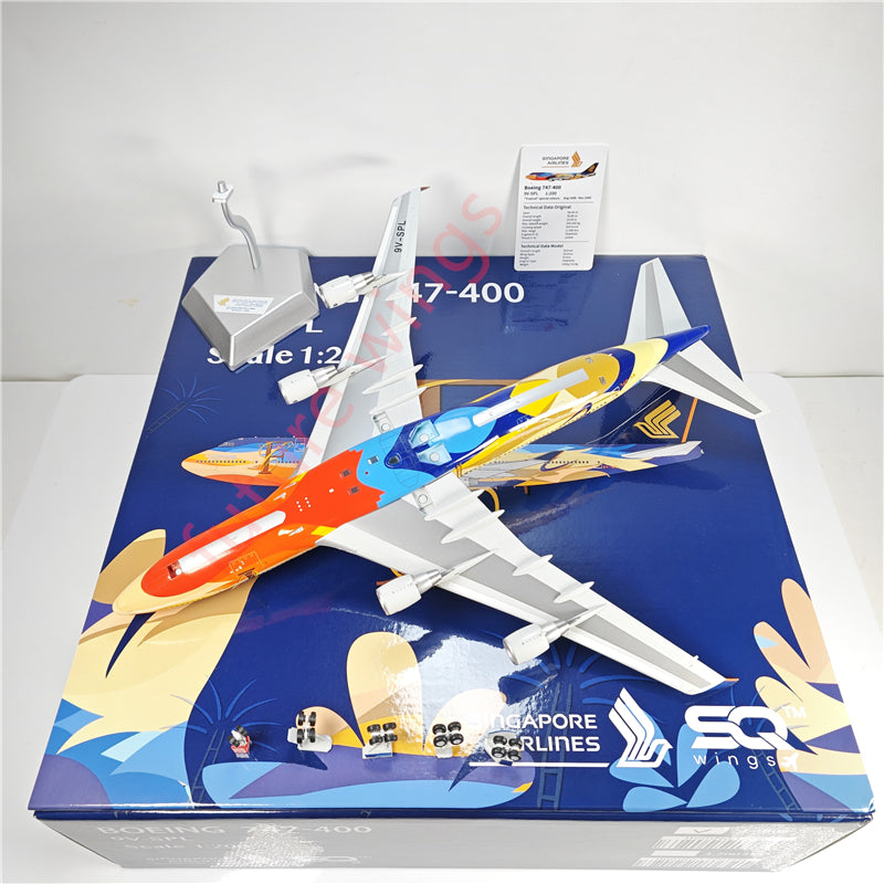 1:200 SQ Wings L2002 Singapore Airlines B747-400 9V-SPL Aircraft Model