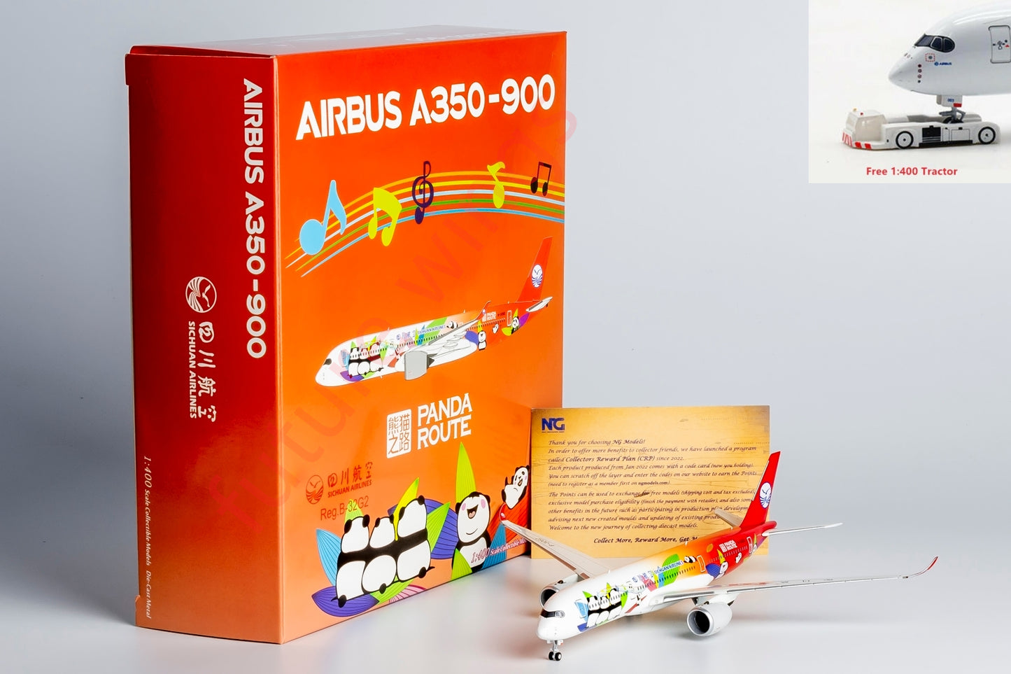 1:400 NG Models NG39081 SiChuan Airlines Airbus A350-900 B-32G2 Aircraft Model+Free Tractor