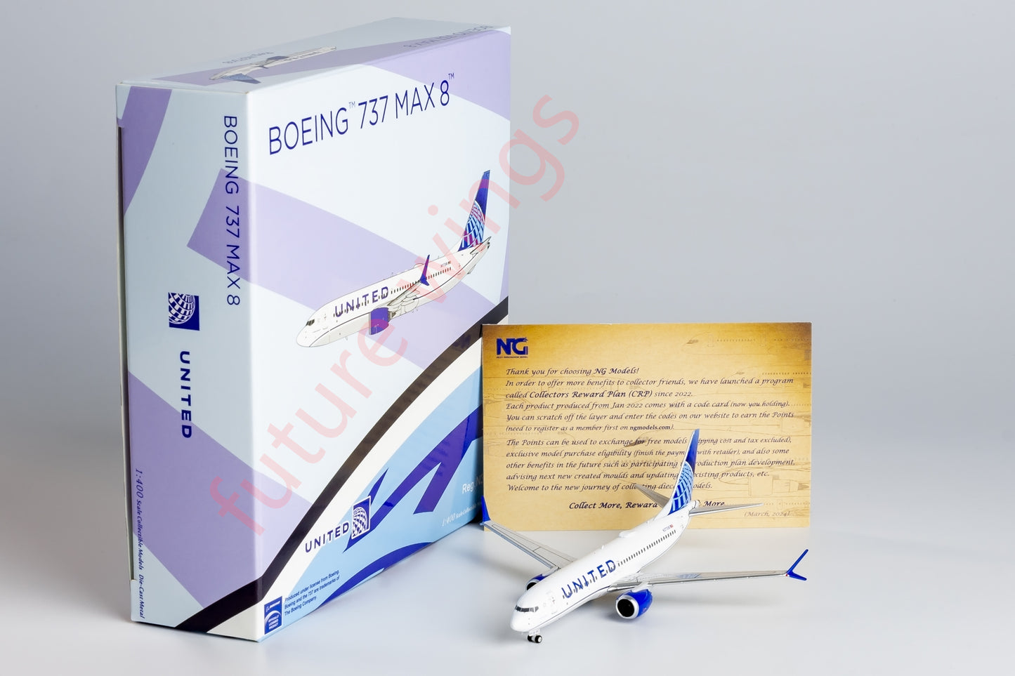 1:400 NG Models NG88037 United Airlines B737 MAX8 N37318 Aircraft Model+Free Tractor