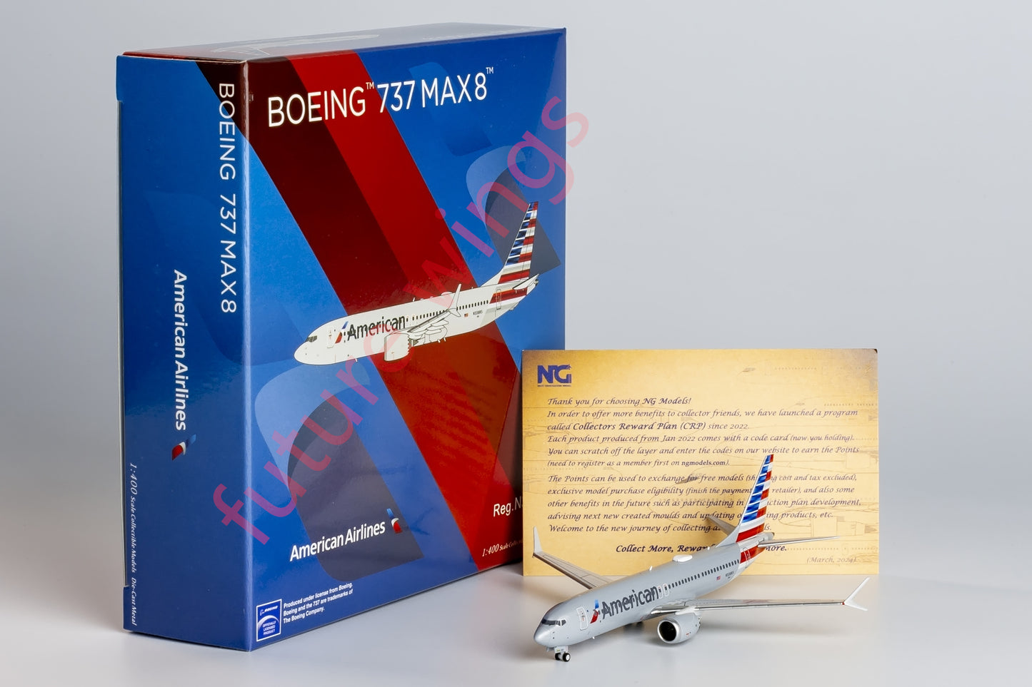 1:400 NG Models NG88033 American Airlines B737 MAX8 N338RS Aircraft Model+Free Tractor