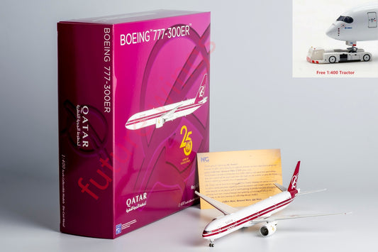 1:400 NG Lite QTR022 Qatar Airways B777-300ER A7-BAC Aircraft Model+Free Tractor