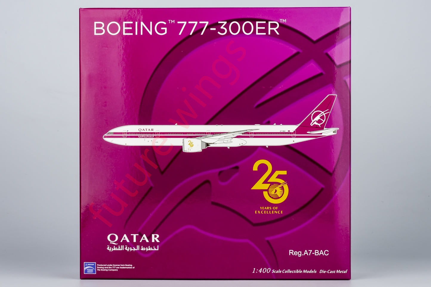 1:400 NG Lite QTR022 Qatar Airways B777-300ER A7-BAC Aircraft Model+Free Tractor