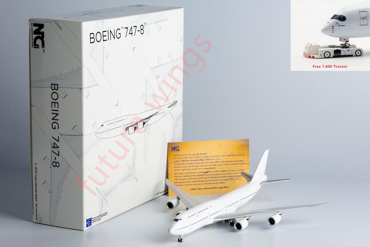 1:400 NG Models NG78007 Boeing B747-8 Blank Aircraft Model+Free Tractor