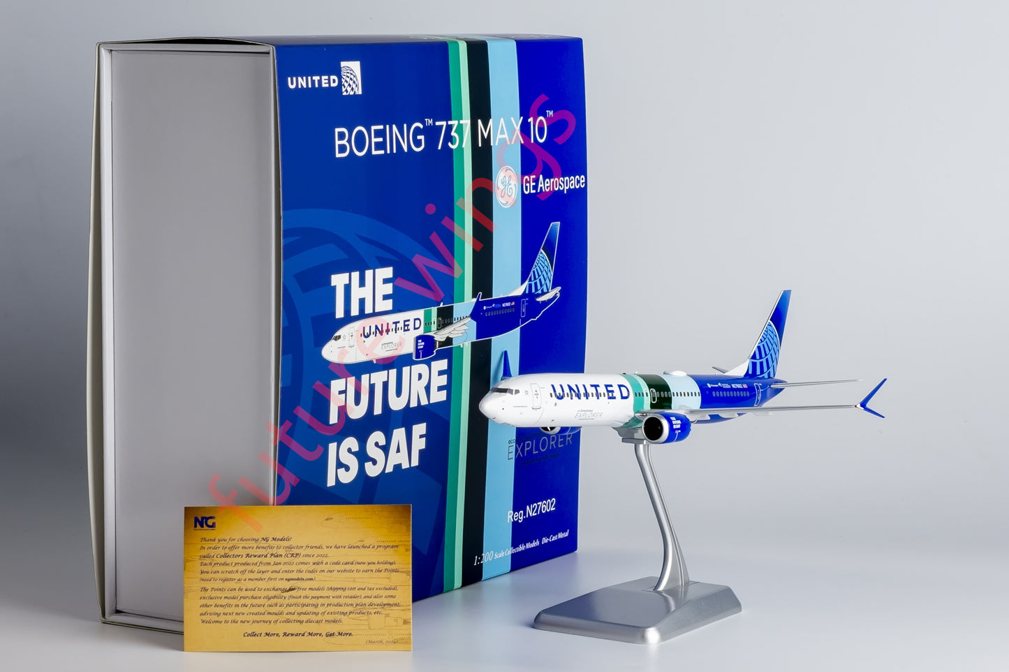 1:200 NG Models NG95003 United Airlines B737 MAX10 N27602 Aircraft Model With Stand