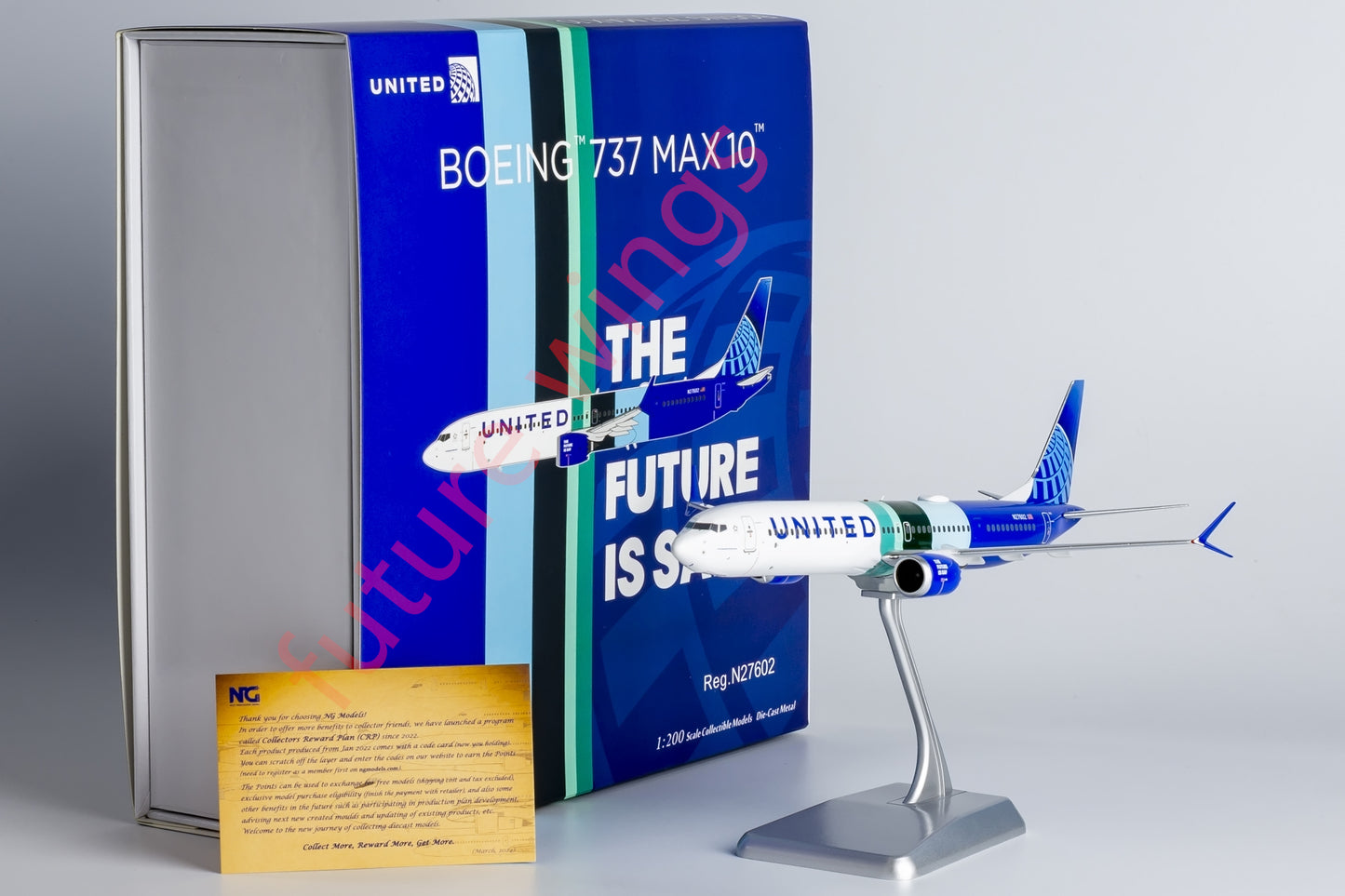 1:200 NG Models NG95002 United Airlines B737 MAX10 N27602 Aircraft Model With Stand