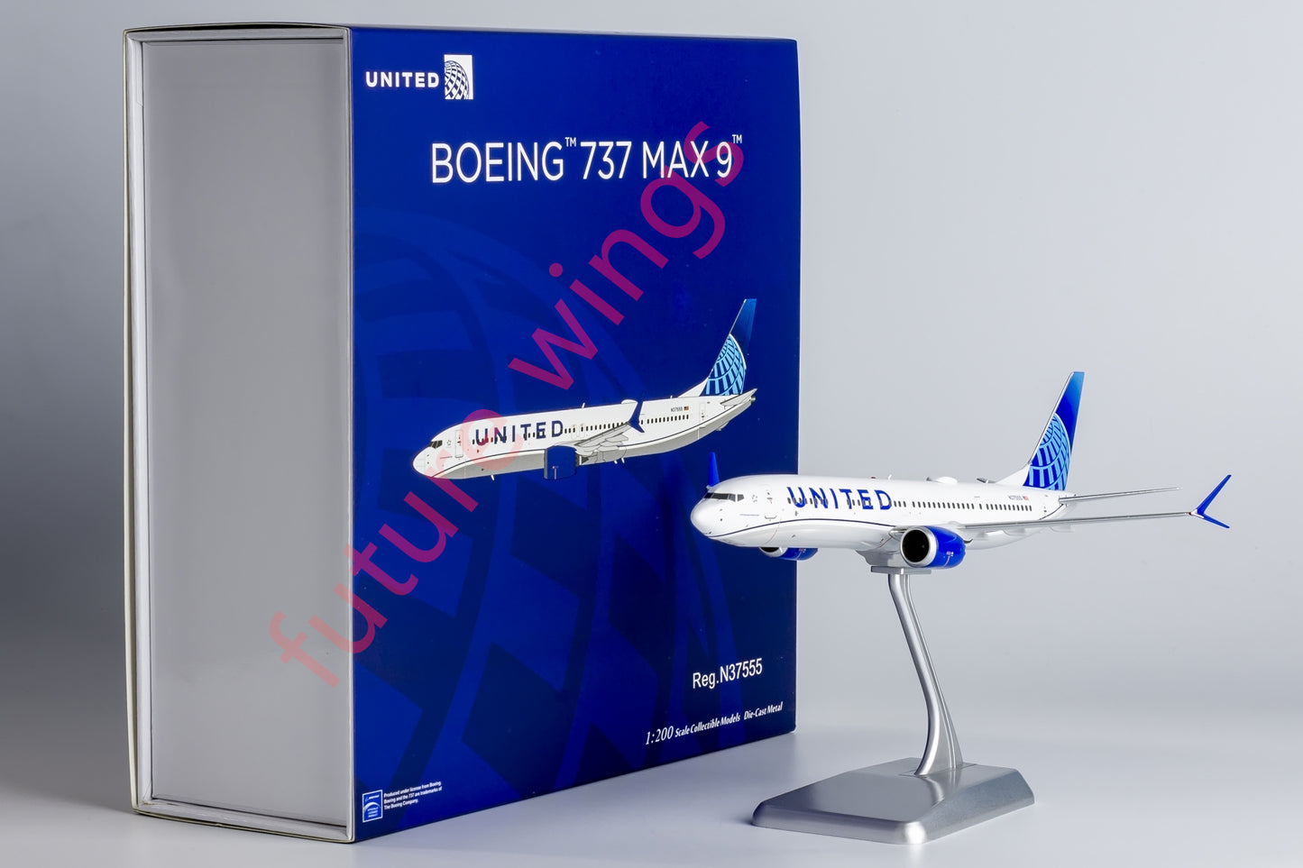 1:200 NG Models NG94001 United Airlines B737 MAX9 N37555 Aircraft Model With Stand