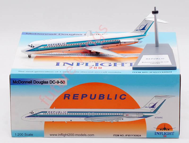 1:200 InFlight200 Republic Airways DC-9-50 N784NC Diecast Aircraft Model With Stand