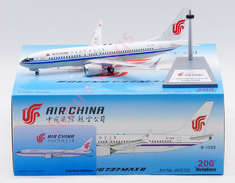 1:200 Aviation200 Air China B737-8MAX B-1399 Aircraft Model With Stand